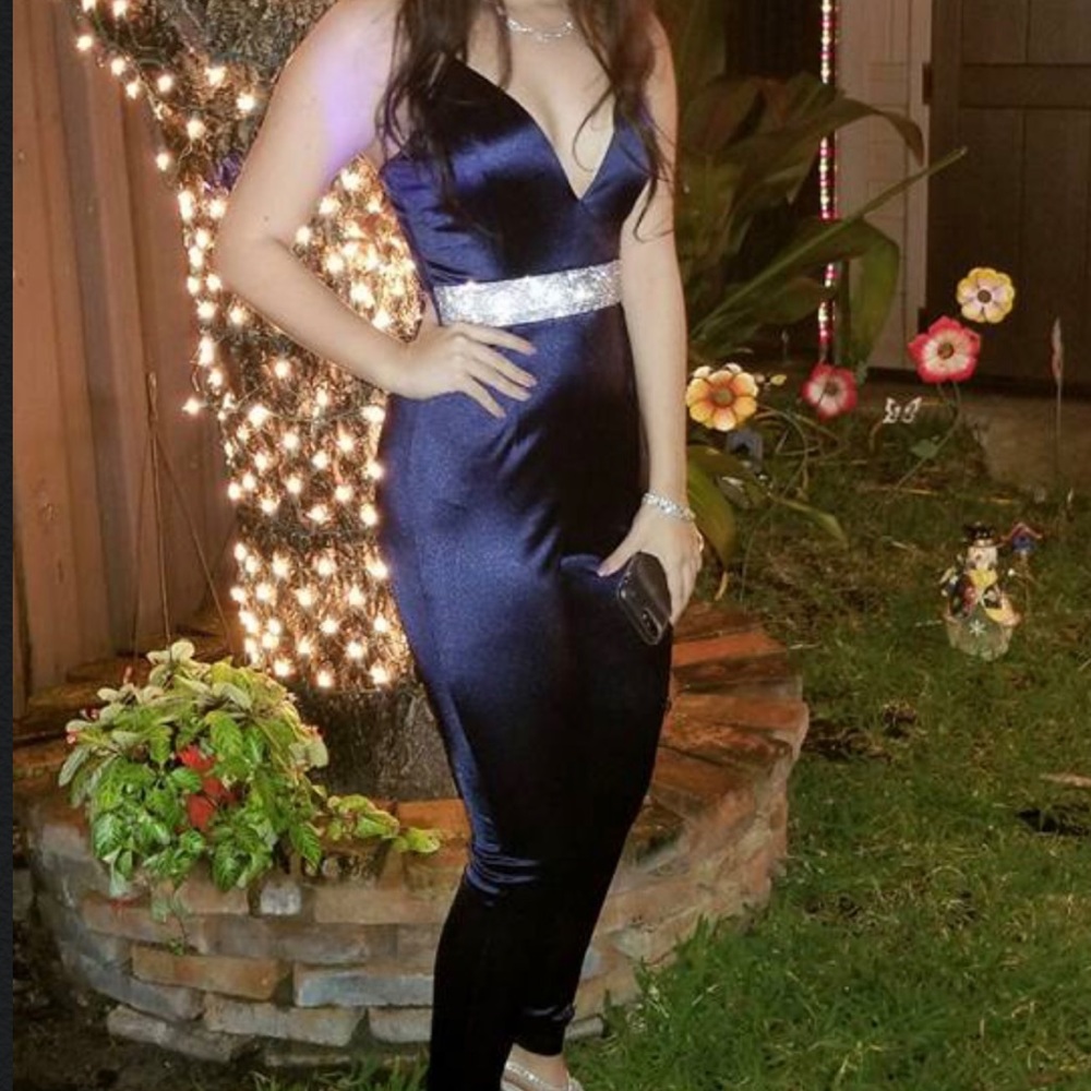 FASHION NOVA NAVY BLUE JUMPSUIT W/ RINESTONES
